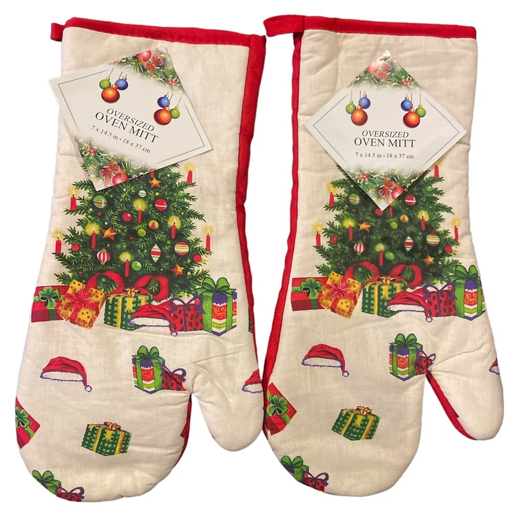 🎄🎄2~Oven Mitts Christmas Tree Ornaments 7” x 14.5” (18 x 36 cm)🎄🎄